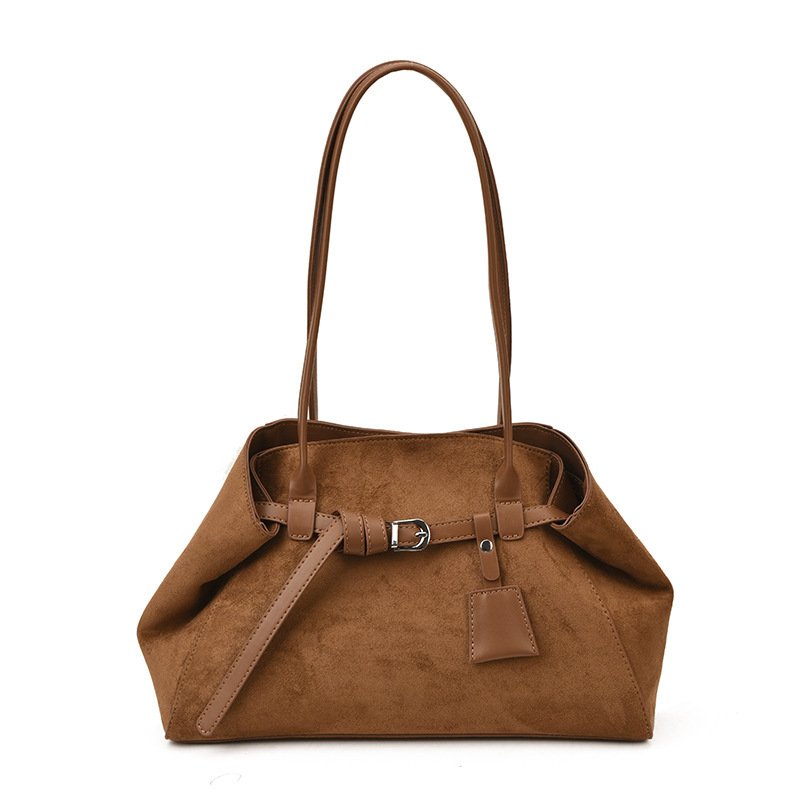 Retro Frosted Suede Tote Bag For Women Large Capacity Shoulder Bag – Image 8