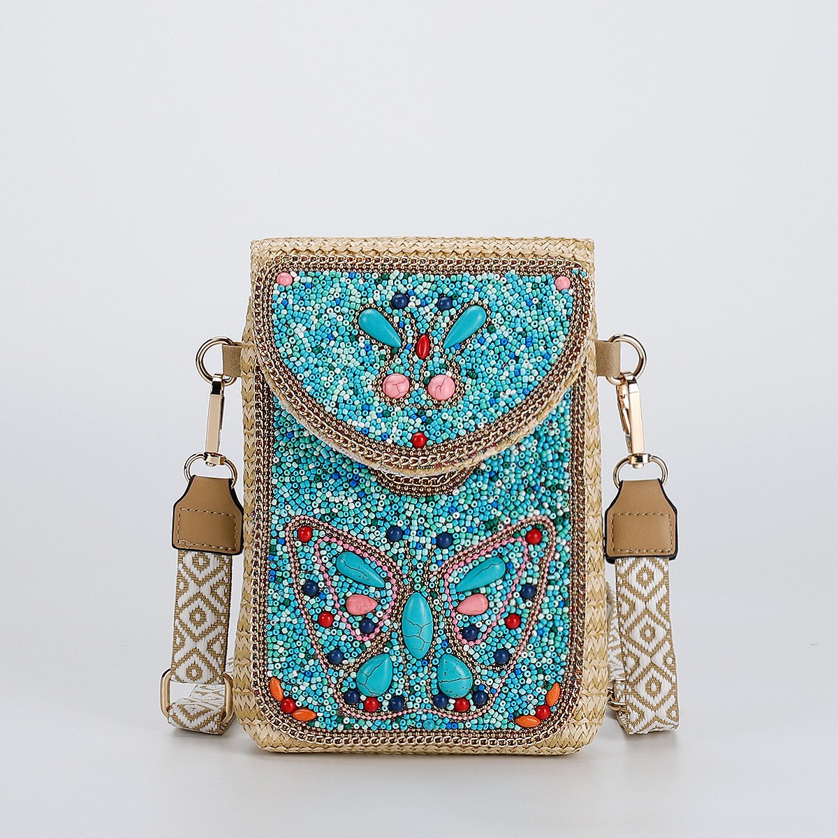 Rice Bead Bag Woven Women's Shoulder – Image 6
