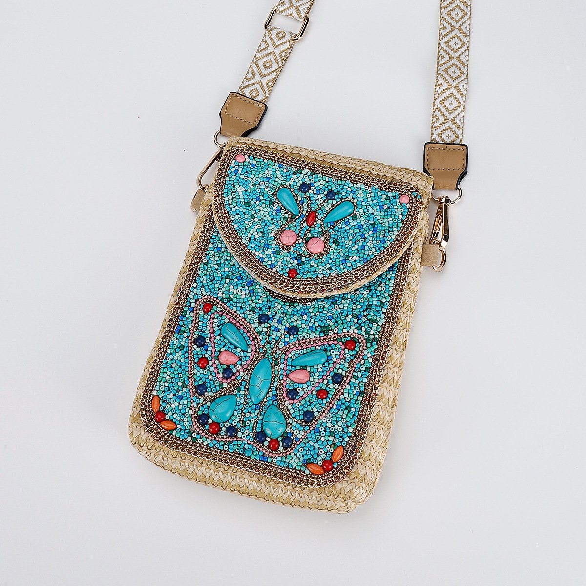 Rice Bead Bag Woven Women's Shoulder – Image 4