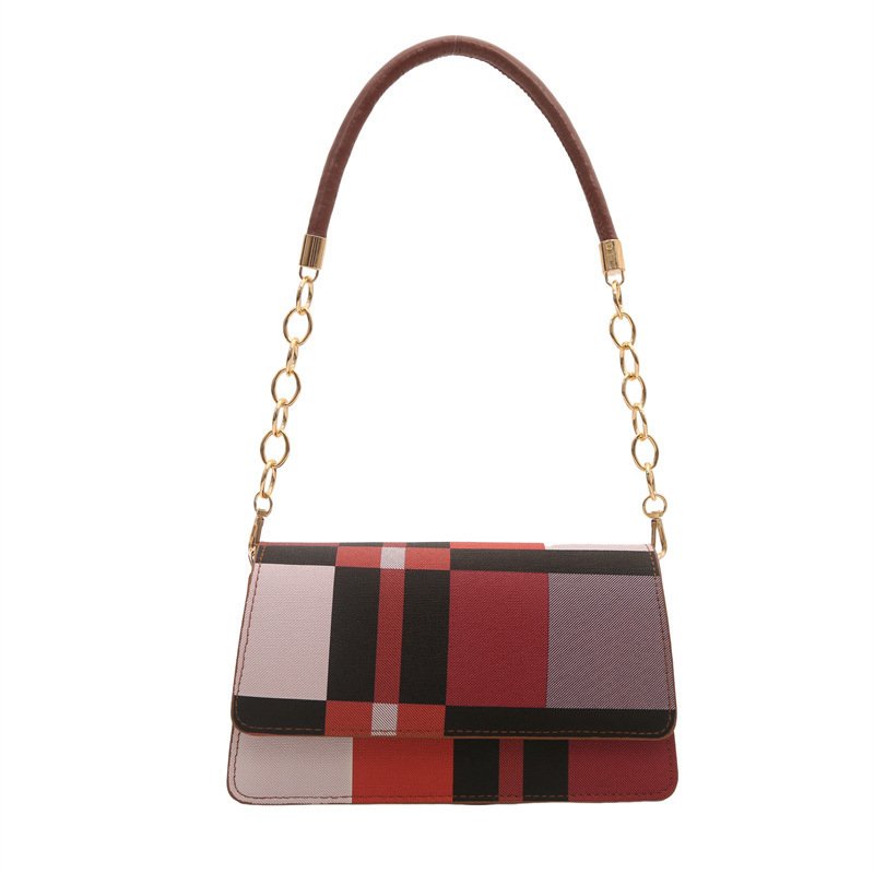One-shoulder Portable Underarm Flow Color Contrast Patchwork Small Square Bag – Image 5