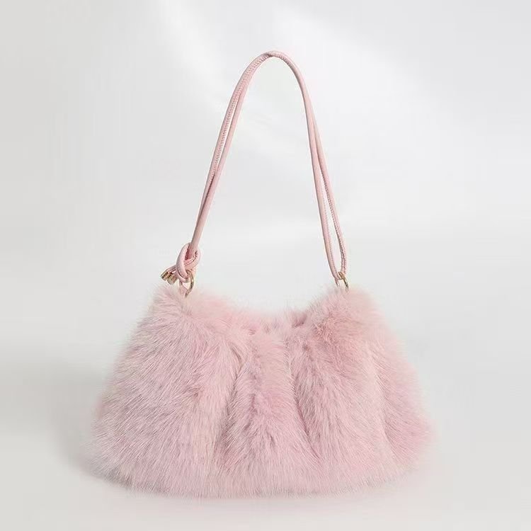 Plush Bag Women's Fashion Casual Portable Underarm Bag – Image 4