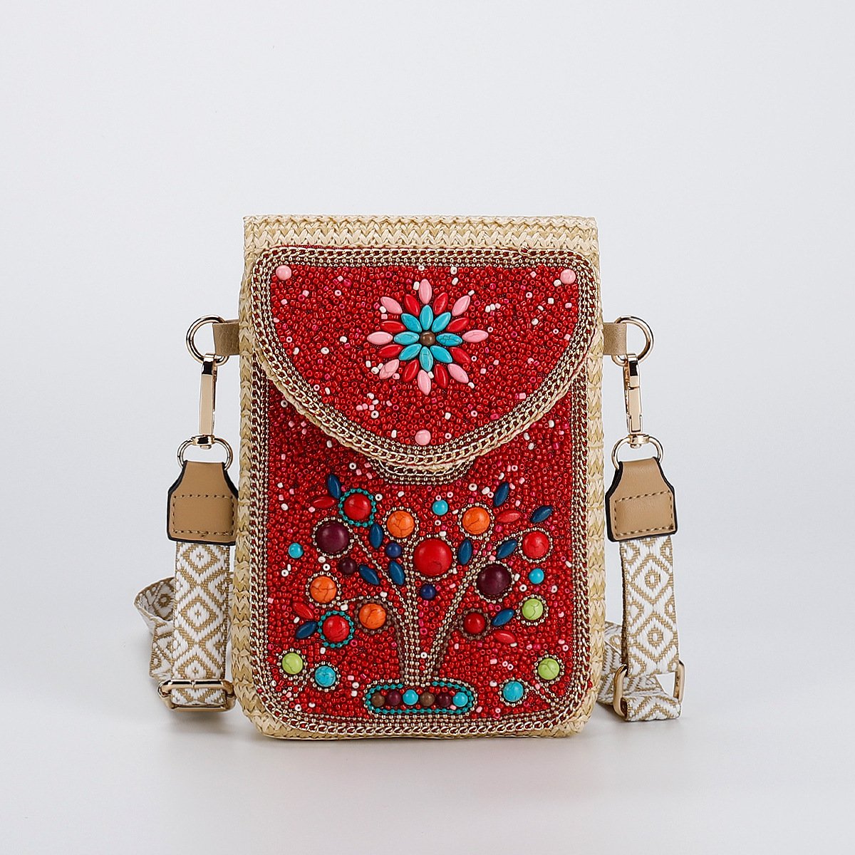 Rice Bead Bag Woven Women's Shoulder – Image 8