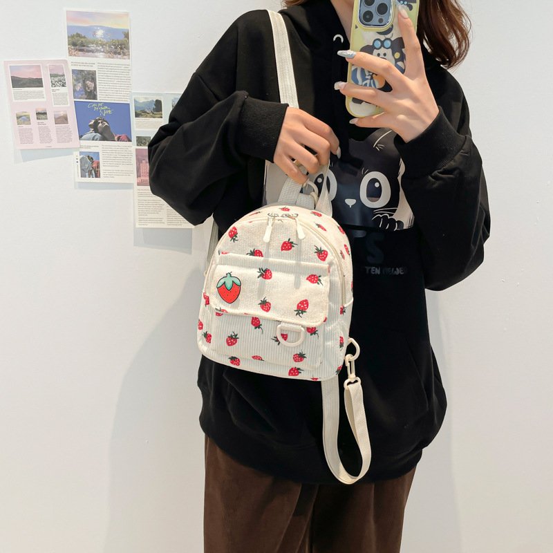 Retro Corduroy Backpack Women's Cute Outing – Image 2