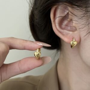 2025 New Zircon Monogram Heart Ear Cuffs For Women - European Style High Grade Earrings, Light Luxury Fashion Elegant Ear Jewelry