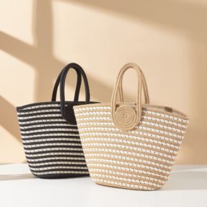 Curved-needle Womens Large-capacity Straw Bag