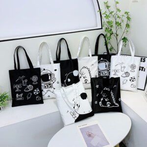 Printed Canvas Large-capacity Campus-style Shoulder Bag