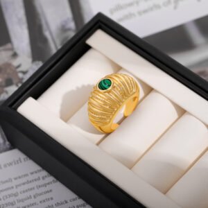 18K Gold Malachite Ring For Women