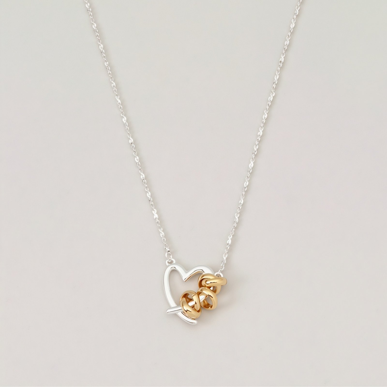Gold And Silver Contrast Heart-wrapped Necklace – Image 6