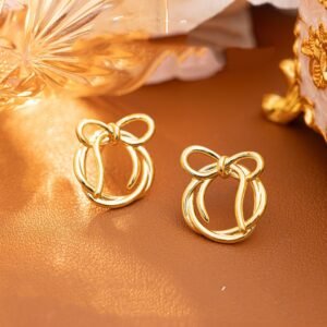 New Rabbit Bowknot K-gold Plated Earrings