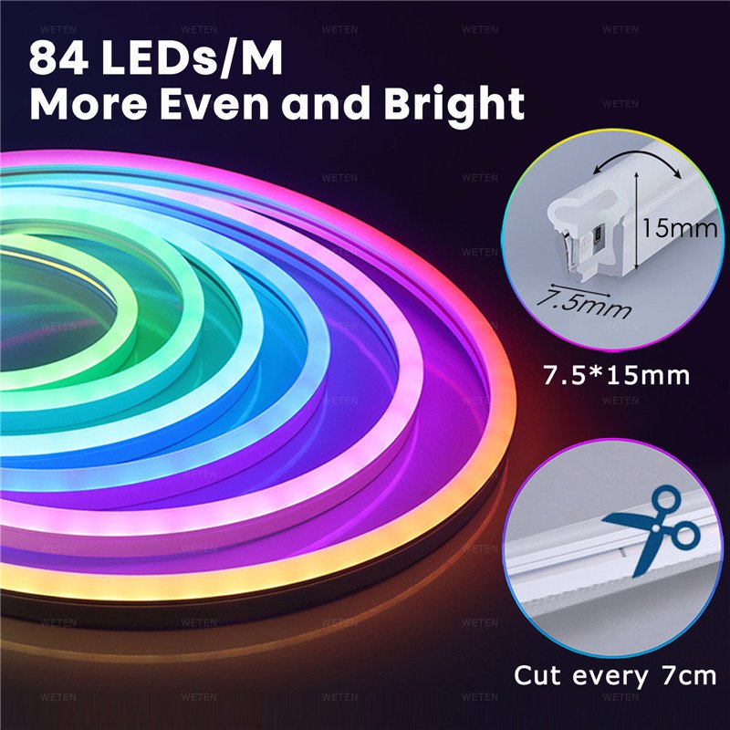 12V LED Flexible Neon Light Strip With Full Color Flowing Light – Image 5