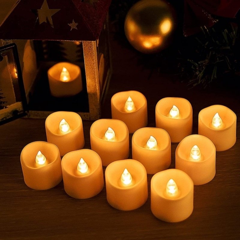 Confession Simulation LED Flameless Candle Flashing Tea Light 12 Pieces – Image 3