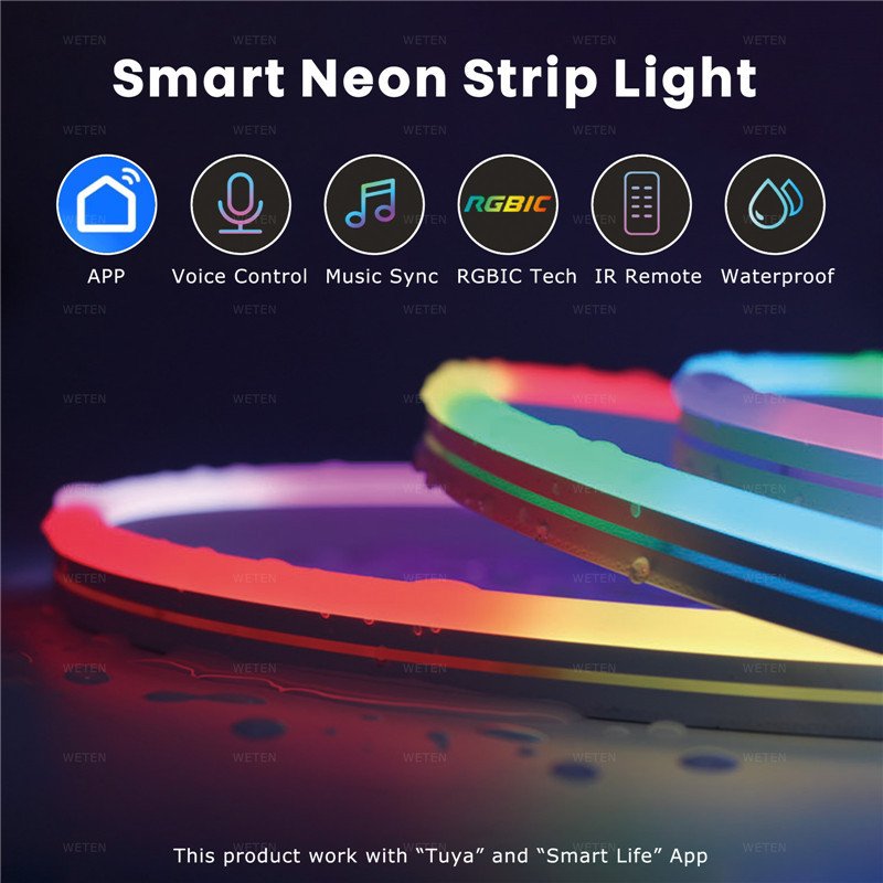 12V LED Flexible Neon Light Strip With Full Color Flowing Light – Image 4